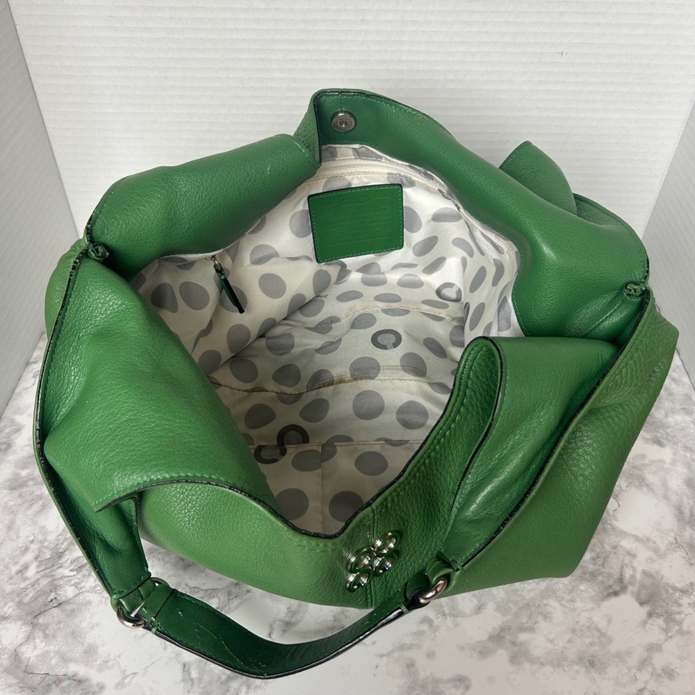 Coach Julia Green Pebbles Leather Tote Bag - Picture 5 of 6
